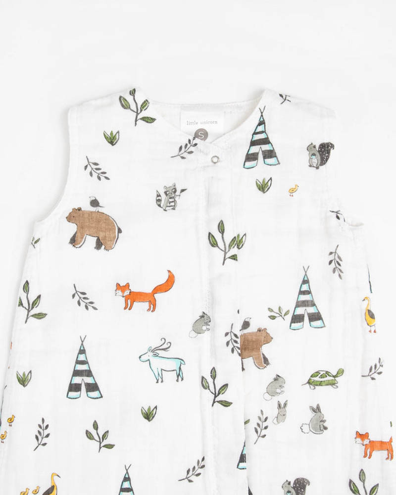 Little Unicorn - Cotton Muslin Quilted Sleep Bag Large - Forest Friends