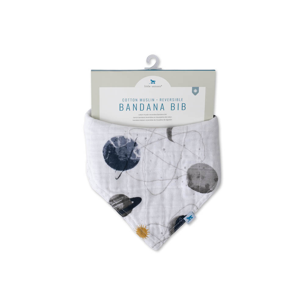Little Unicorn - Cotton Muslin Reversible Bandana Bib - Planetary
