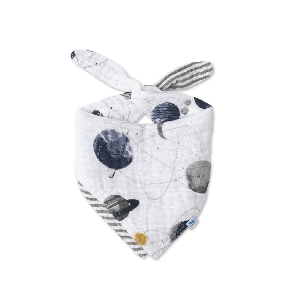Little Unicorn - Cotton Muslin Reversible Bandana Bib - Planetary