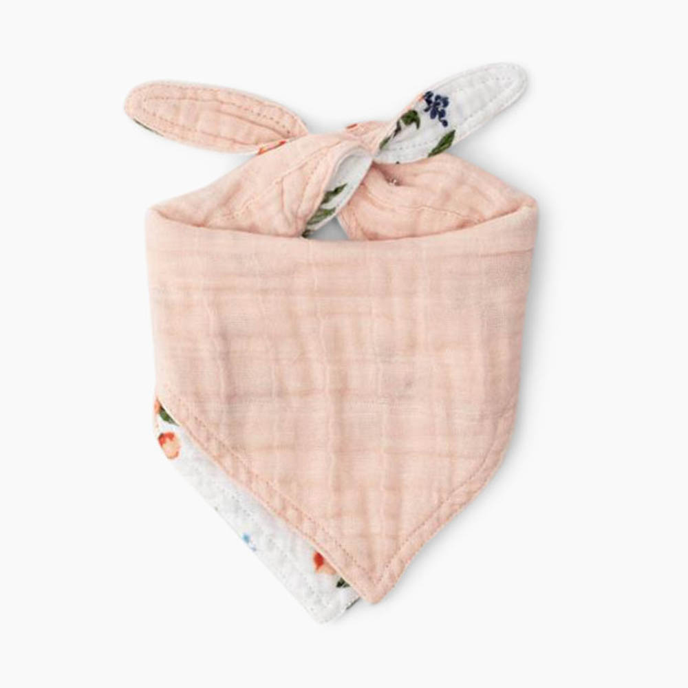 Little Unicorn - Cotton Muslin Reversible Bandana Bib - Watercolor Roses