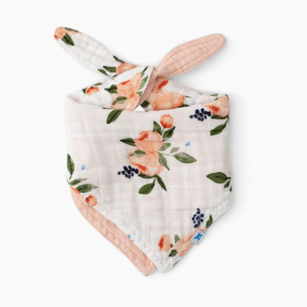 Little Unicorn - Cotton Muslin Reversible Bandana Bib - Watercolor Roses