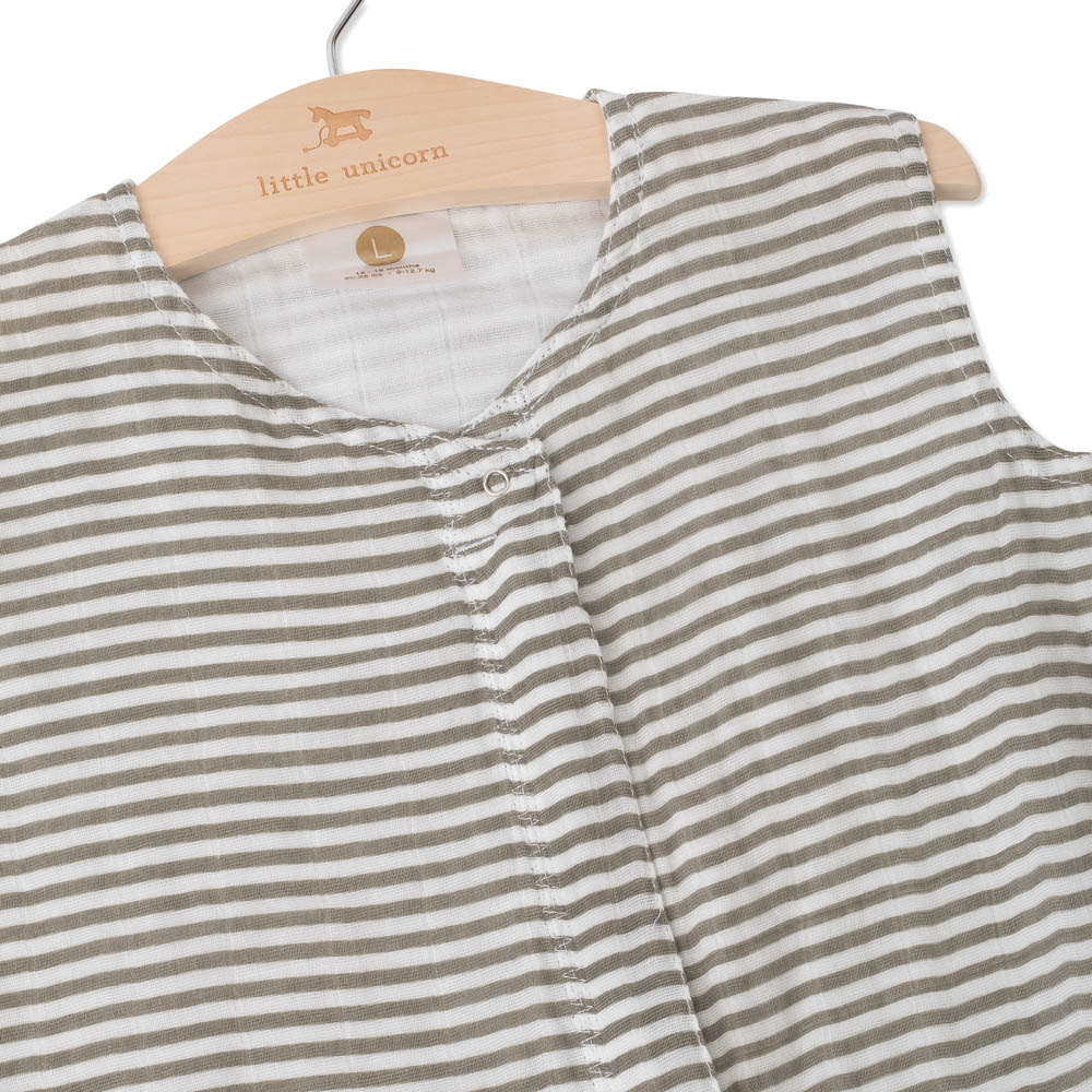 Little Unicorn - Cotton Muslin Sleep Bag Large - Grey Stripe