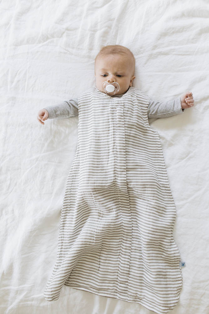 Little Unicorn - Cotton Muslin Sleep Bag Medium - Grey Stripe