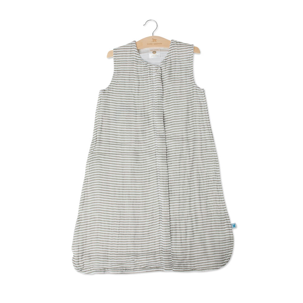Little Unicorn - Cotton Muslin Sleep Bag Medium - Grey Stripe