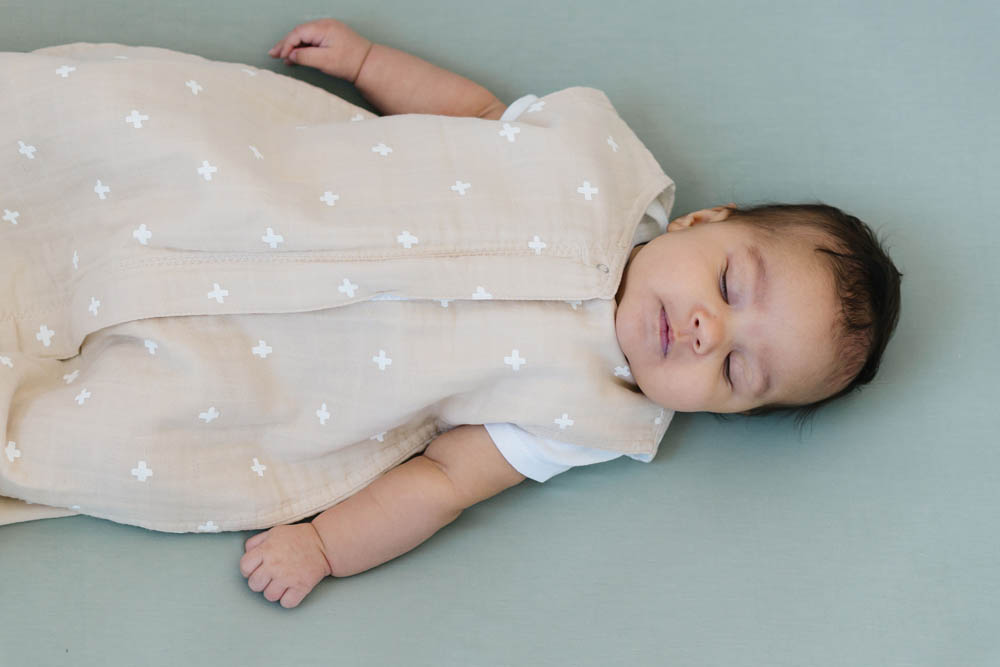 Little Unicorn - Cotton Muslin Sleep Bag Small - Taupe Cross