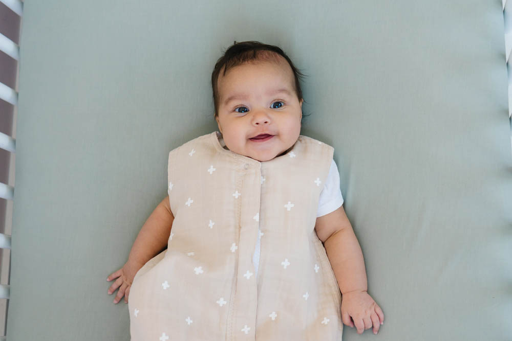 Little Unicorn - Cotton Muslin Sleep Bag Small - Taupe Cross