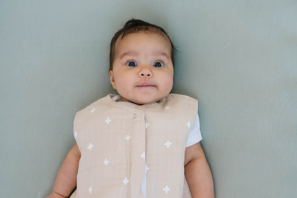 Little Unicorn - Cotton Muslin Sleep Bag Small - Taupe Cross