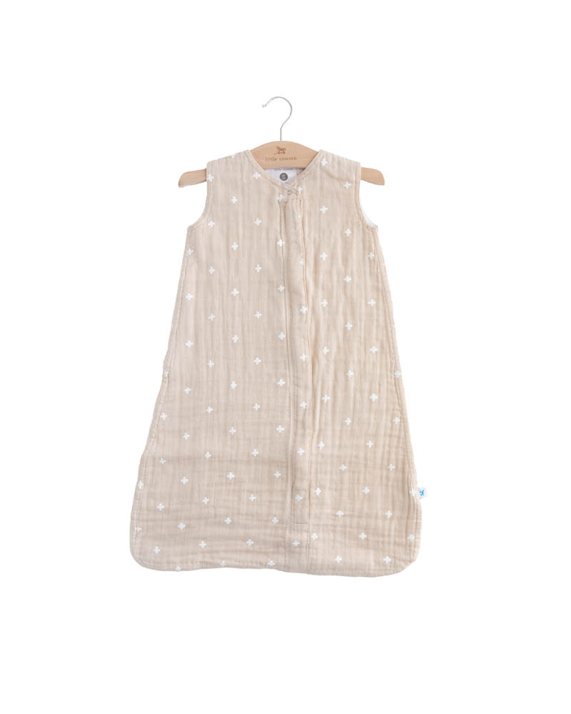 Little Unicorn - Cotton Muslin Sleep Bag Small - Taupe Cross