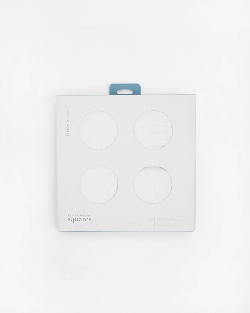 Little Unicorn - Cotton Muslin Squares 4 Pack - White Set