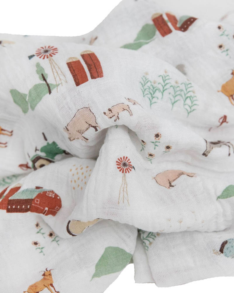 Little Unicorn - Cotton Muslin Swaddle Single - Farmyard