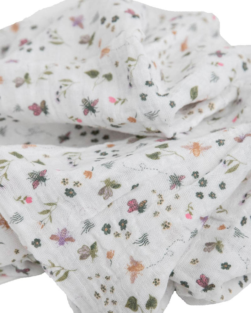 Little Unicorn - Cotton Muslin Swaddle Single - Garden Bees