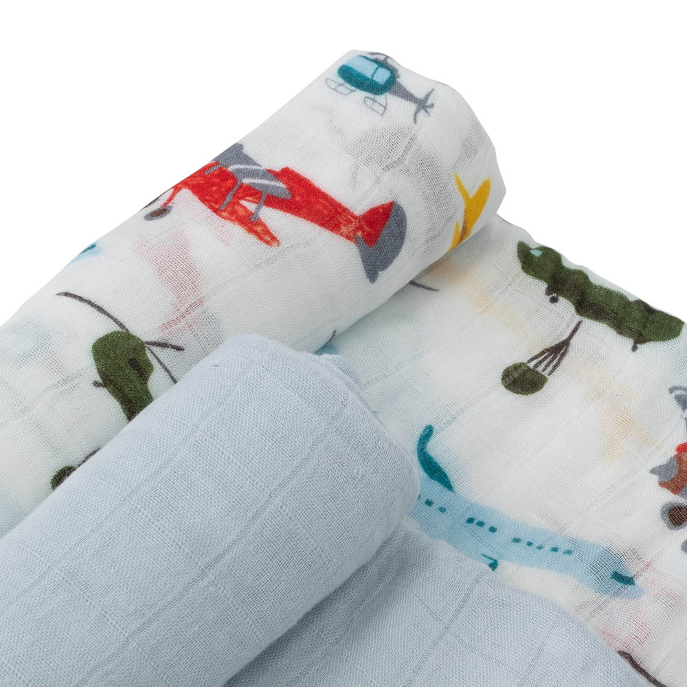 Little Unicorn - Deluxe Muslin Swaddle Pack of 2 - Air Show