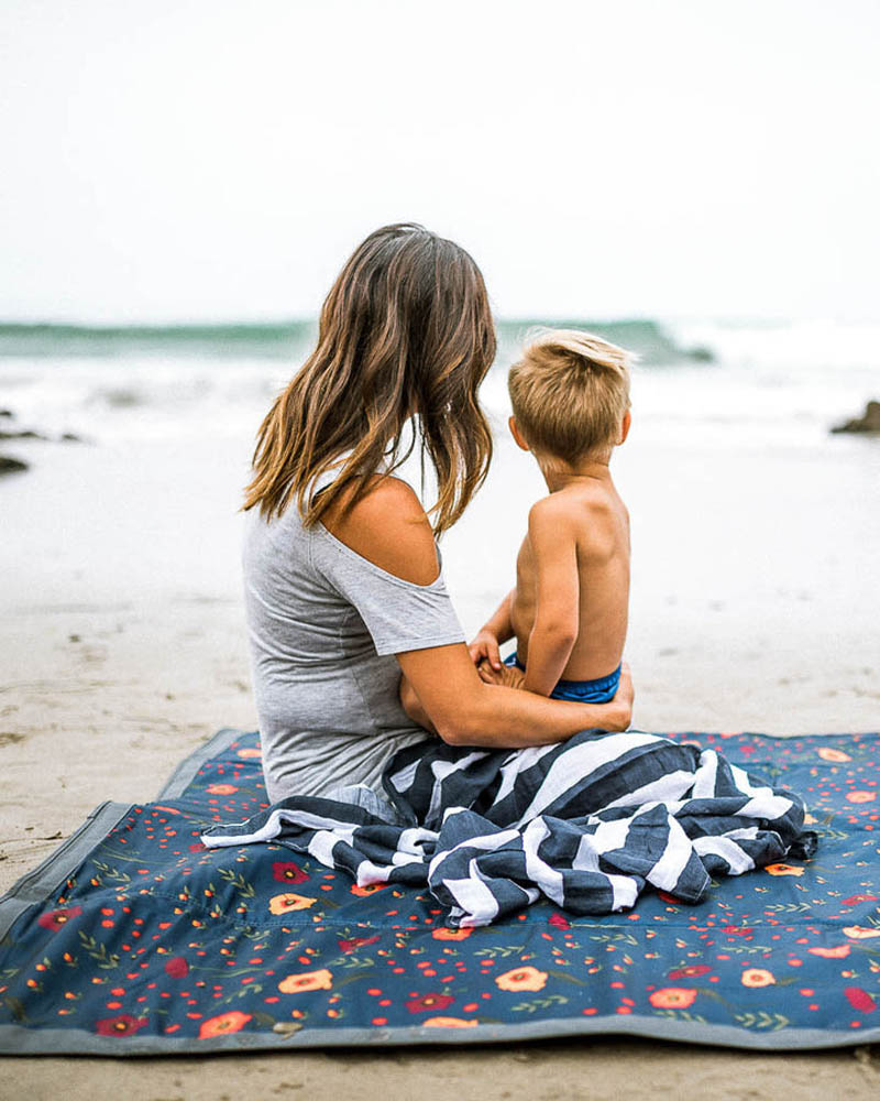 Little Unicorn - Outdoor Blanket 5 x 5 - Midnight Poppy
