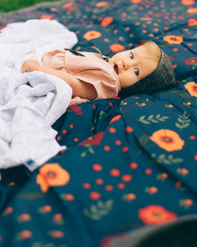 Little Unicorn - Outdoor Blanket 5 x 5 - Midnight Poppy