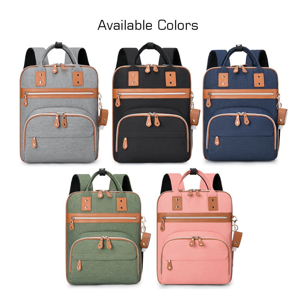 Little Story 2in1 Diaper Bag w/ Sanitizer Bottle keychain & Stroller Hooks - Grey