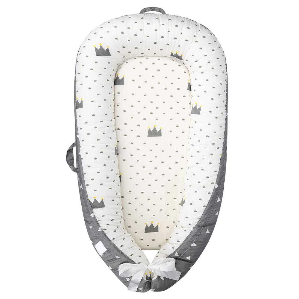 Little Story - Soft Breathable Fiberfill Newborn Lounger Bed - Royal Grey