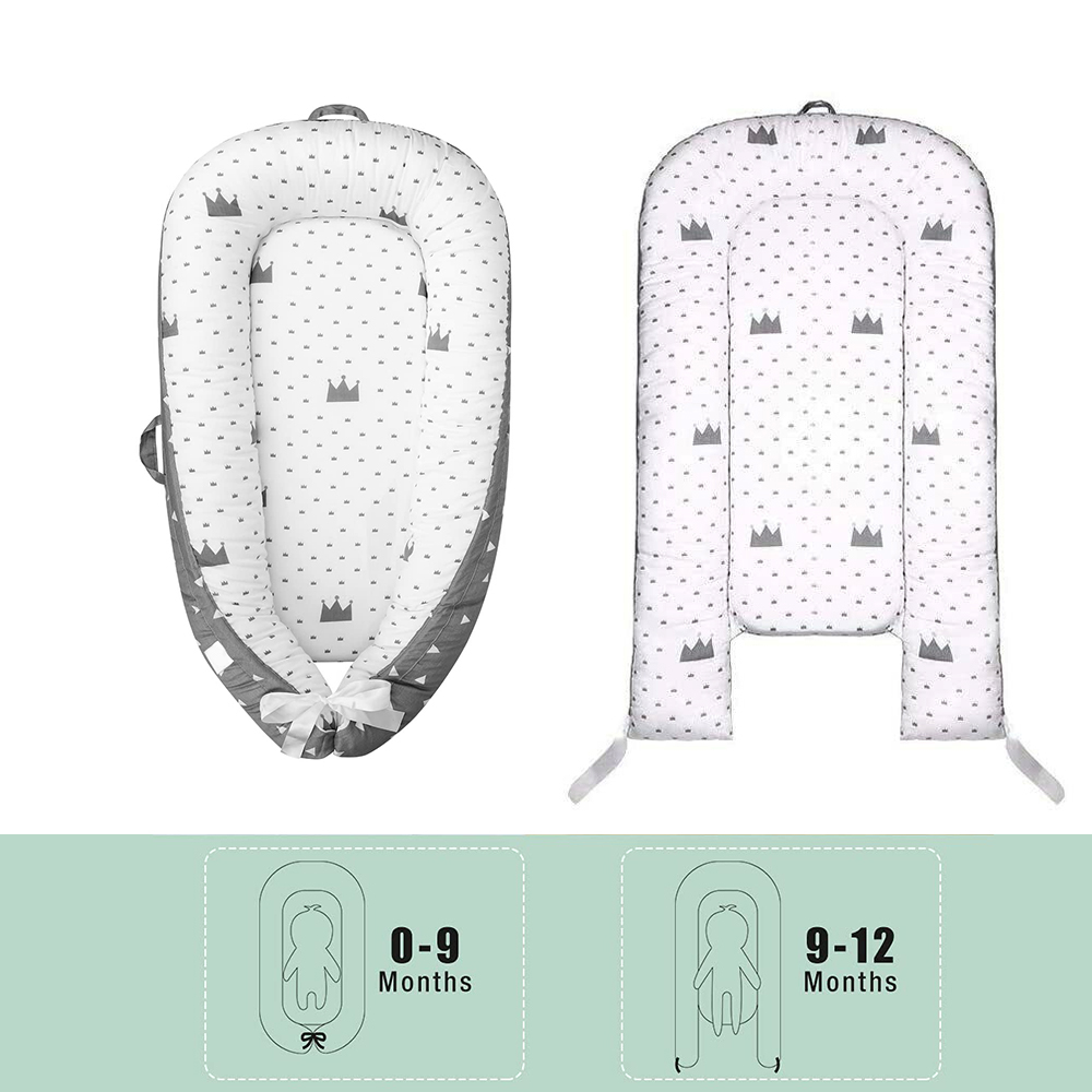 Little Story - Soft Breathable Fiberfill Newborn Lounger Bed - Royal Grey