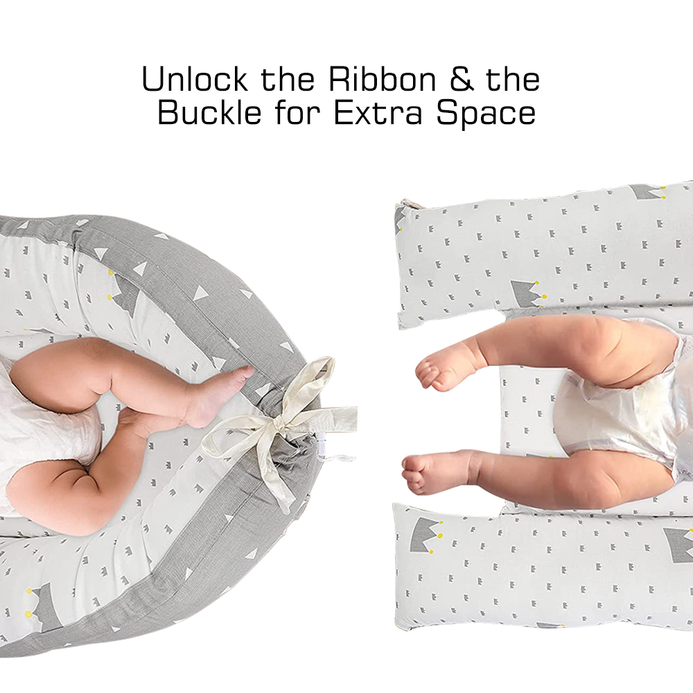 Little Story - Soft Breathable Fiberfill Newborn Lounger Bed - Royal Grey