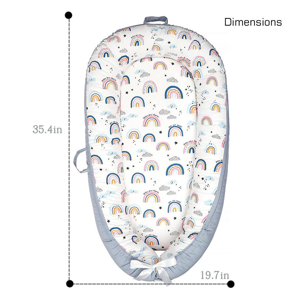 Little Story Soft Breathable Fiberfill Newborn Lounger Bed - Sunshine Grey