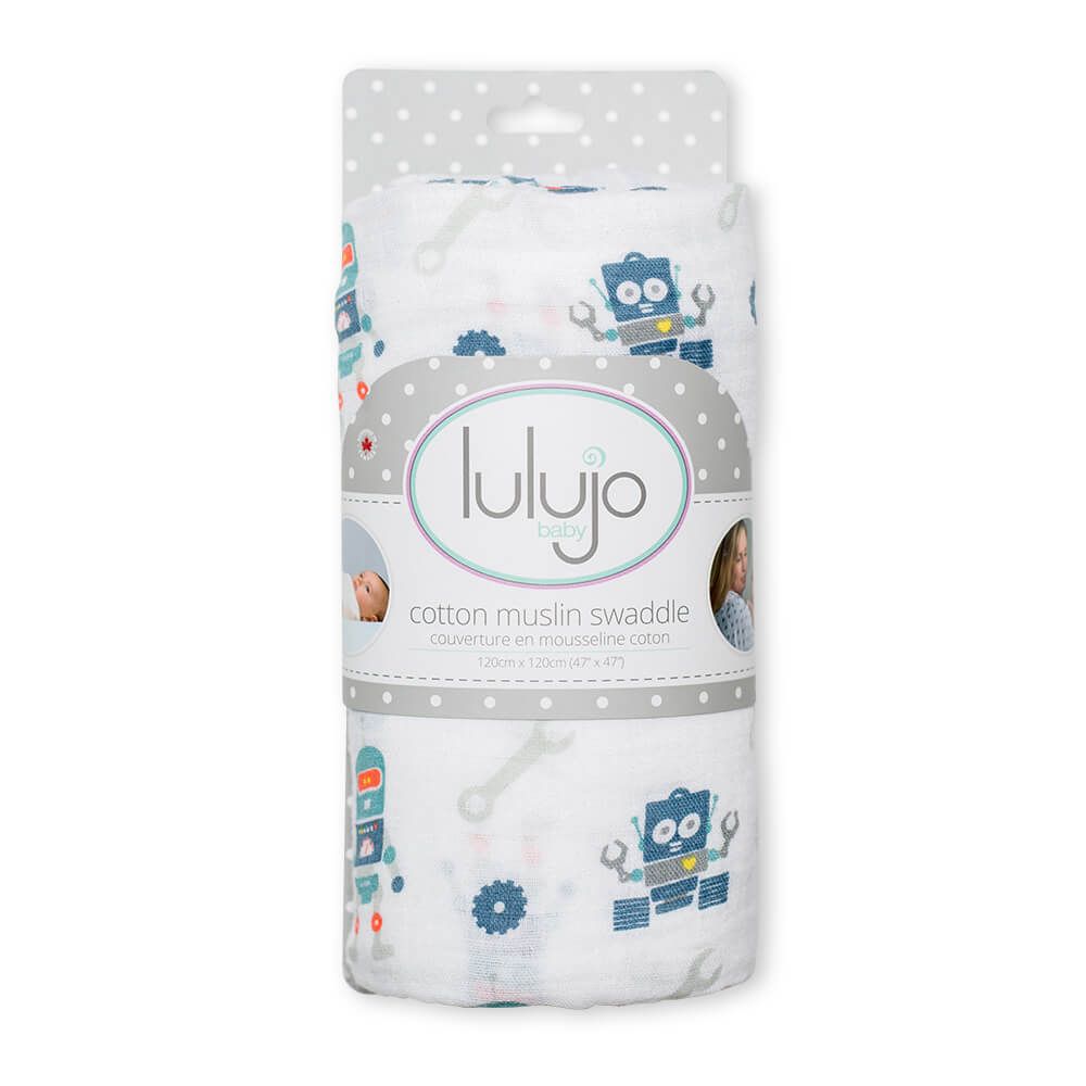 Lulujo Muslin Swaddle - Robots