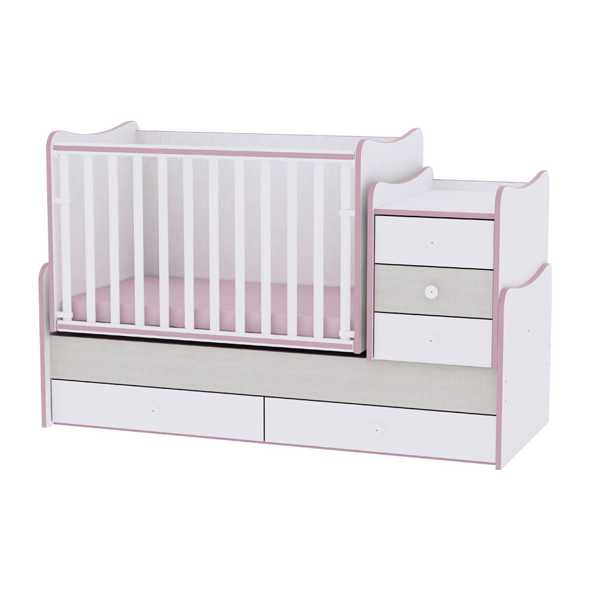 Lorelli Classic - Bed Maxi - Plus New 70/160 - White/Pink Crossline