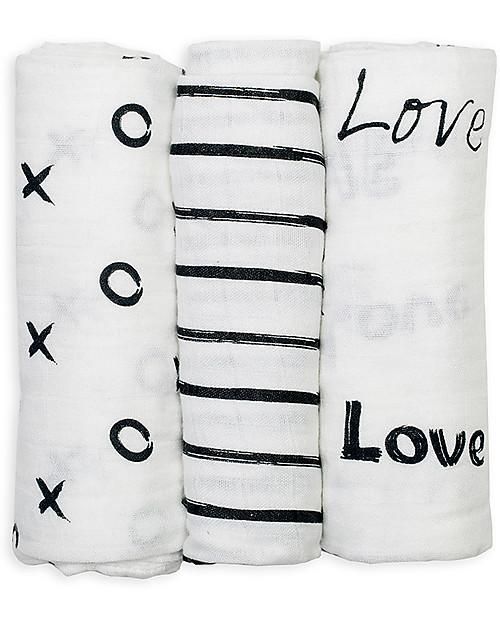 Lulujo Mini Muslin Cloth - Modern Black & White