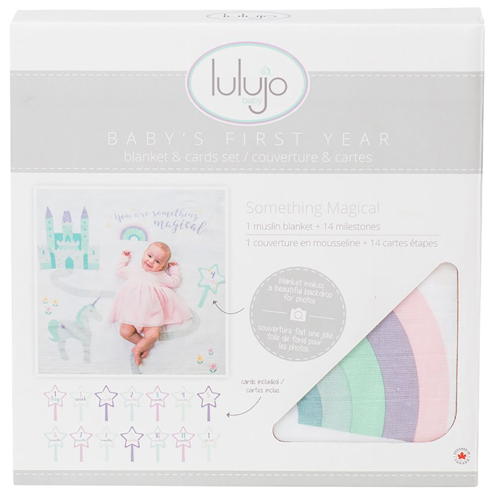 Lulujo - Baby's First Year Blanket & Cards Set - Something Magical