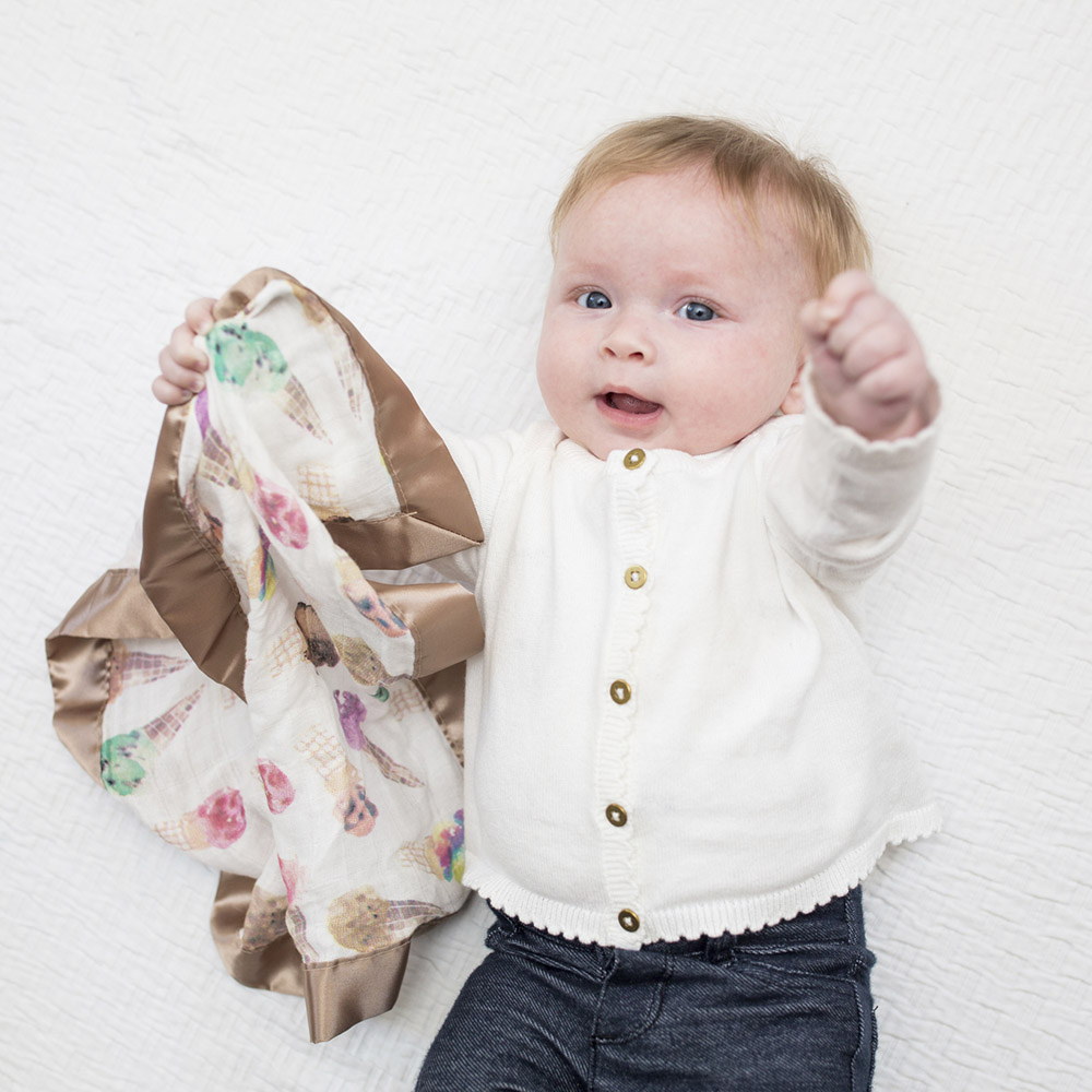 Lulujo - Muslin Bamboo Security Blankets - Ice Cream