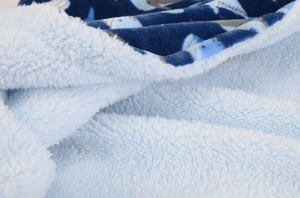 Luvable Friends - Plush Blanket With Sherpa Backing Whale - Sapphire Blue