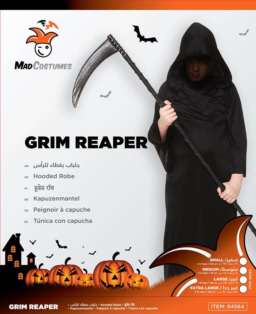 Mad Costumes - Boys Grim Reaper Kids Halloween Costume - Black