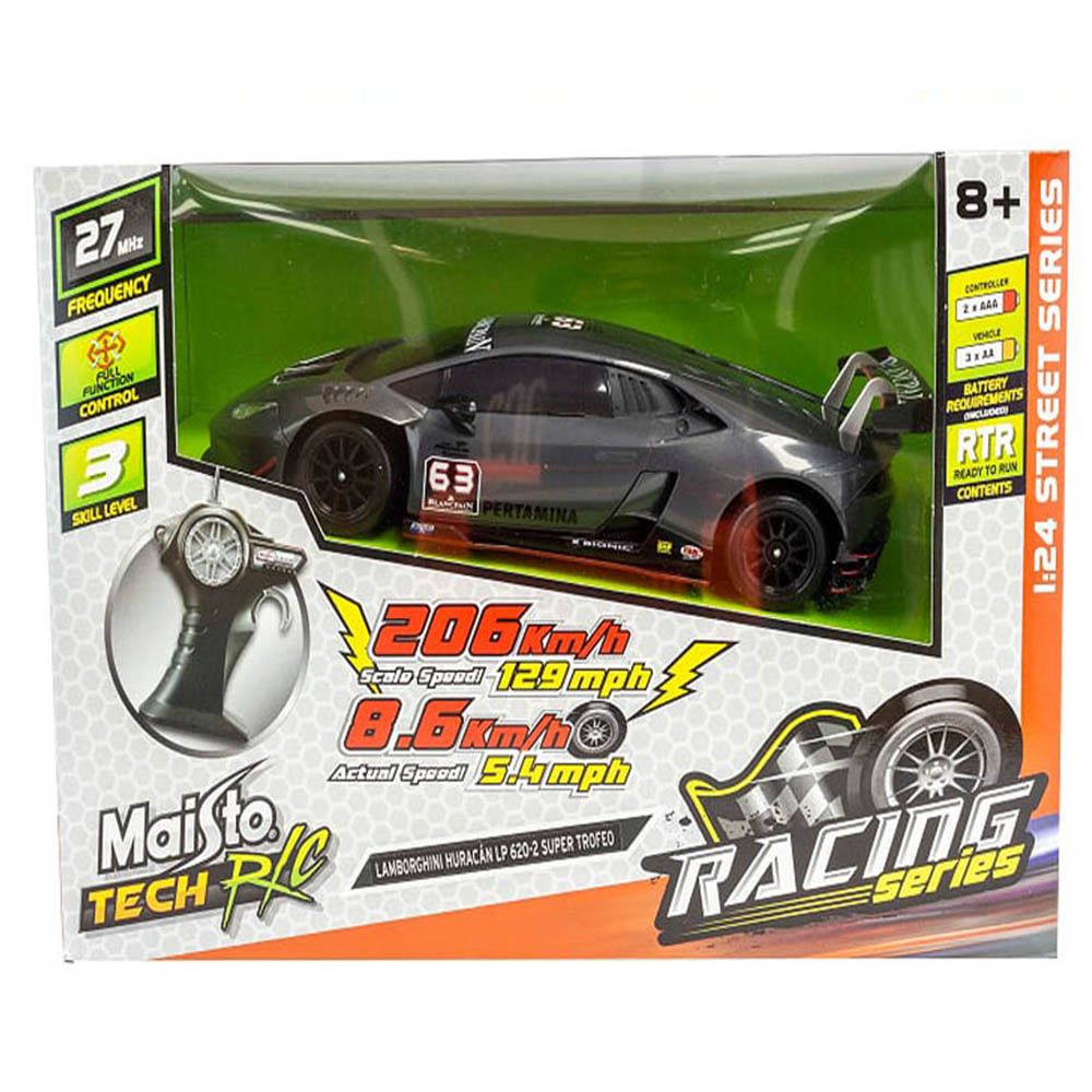 Maisto - 1:24 Scale - Maisto Tech - Racing Series - Lamborghini Huracan LP 620-2 Super Trofeo - Black