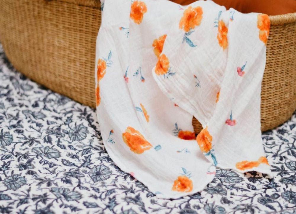 Malabar Baby - Organic Cotton Muslin Swaddles - Twin Pack - Poppy & Marigold