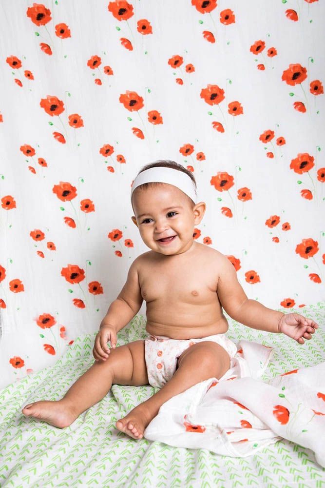 Malabar Baby - Organic Cotton Muslin Swaddles - Twin Pack - Poppy & Marigold