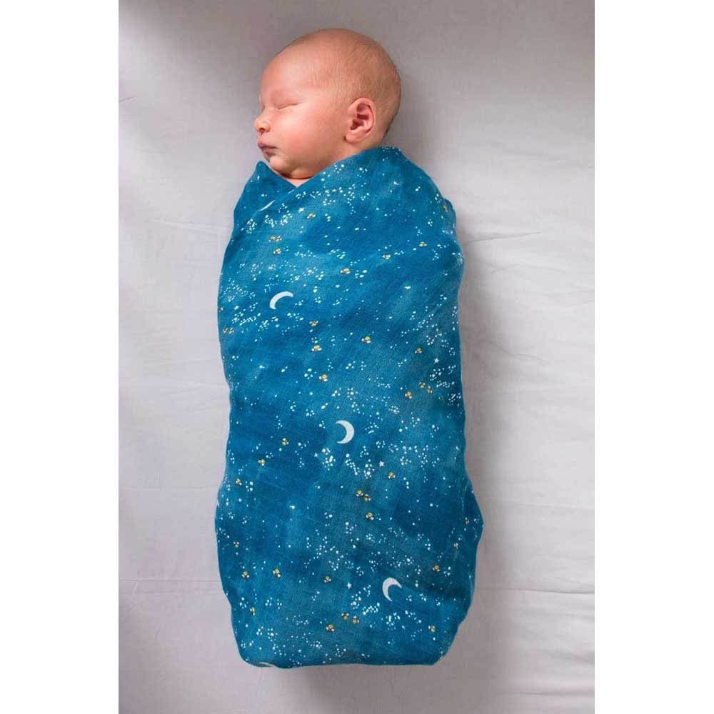 Malabar Baby - Organic Cotton Muslin Swaddles - Twin Pack - Starry Night