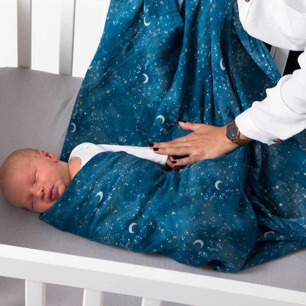 Malabar Baby - Organic Cotton Muslin Swaddles - Twin Pack - Starry Night