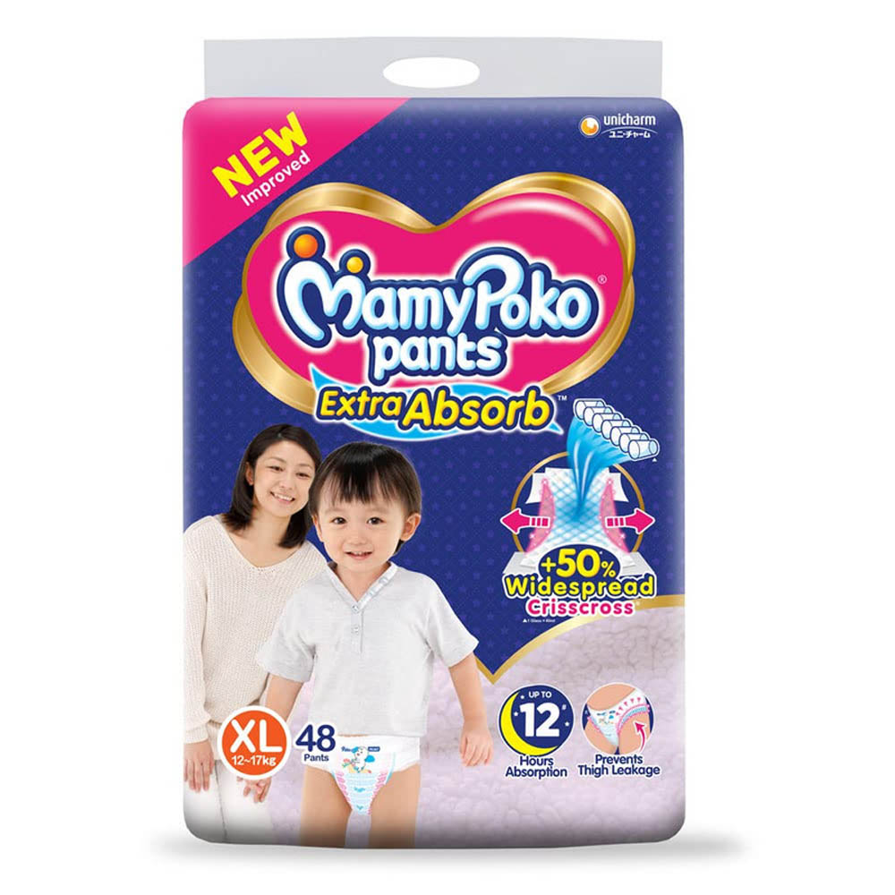 MamyPoko - Pants Extra Absorb Diaper, Size XL48, 12-17 Kg (48 Counts)
