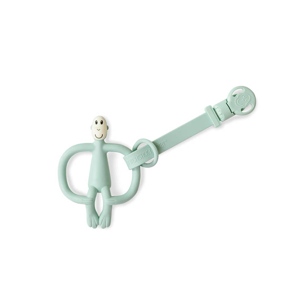 Matchstick Monkey - Double Soother Clip - Mint Green and Dusty Pink