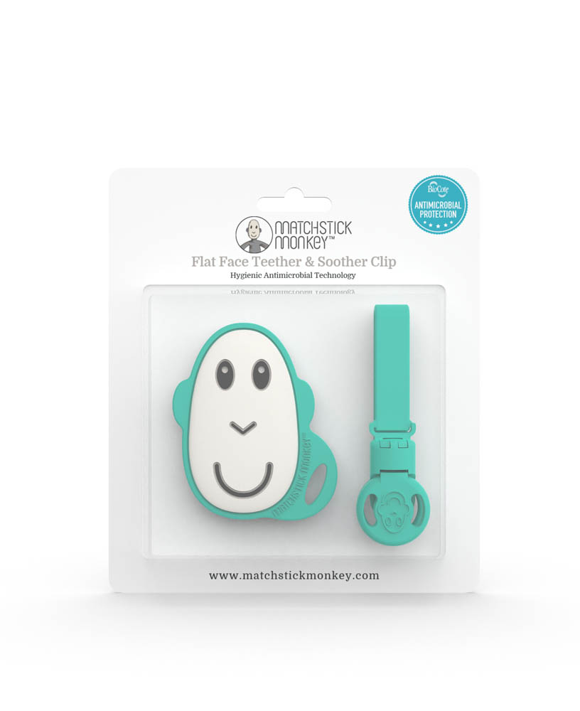 Matchstick Monkey - Flat Face Teether and Soother Clip - Green