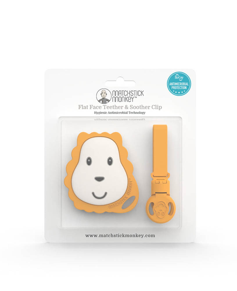 Matchstick Monkey - Flat Face Teether and Soother Clip - Lion