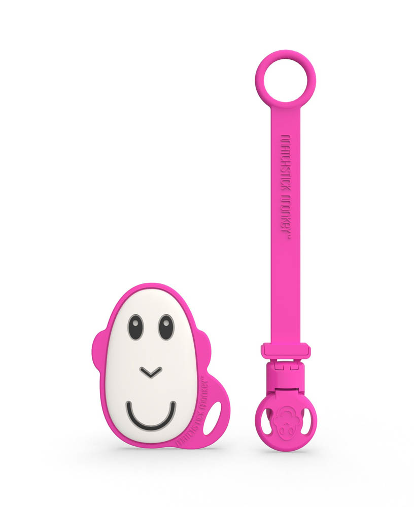 Matchstick Monkey - Flat Face Teether and Soother Clip - Pink