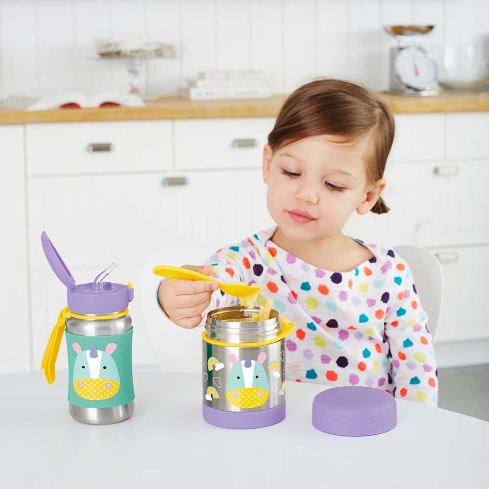 Skip Hop - Zoo Stainless Steel Kid's Straw Water Bottle, 350ml - Unicorn