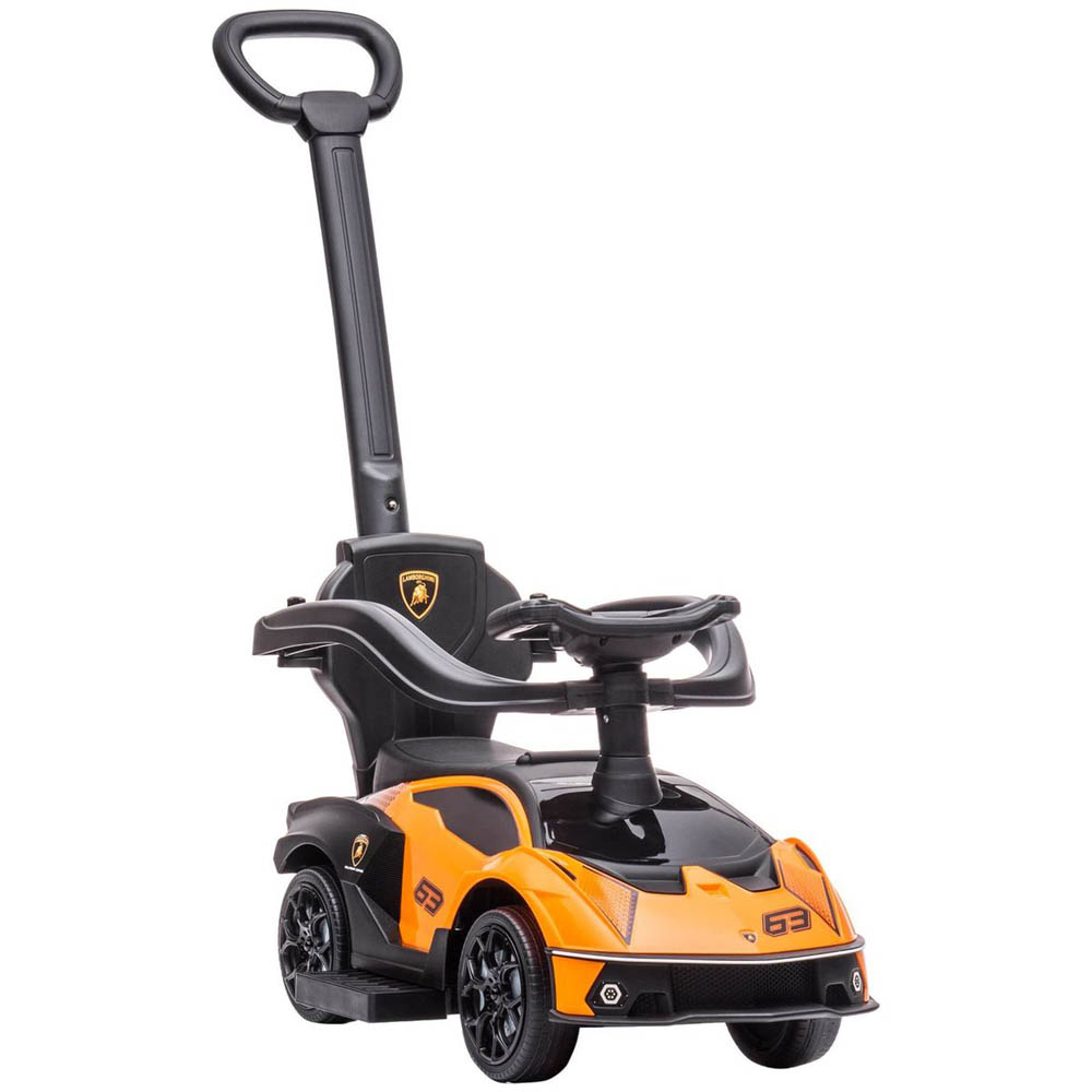 Megastar - 2-In-1 Lamborghini Push-Along Stroller With Horn Engine Sound And Steering Wheel With Parental Handle - Orange
