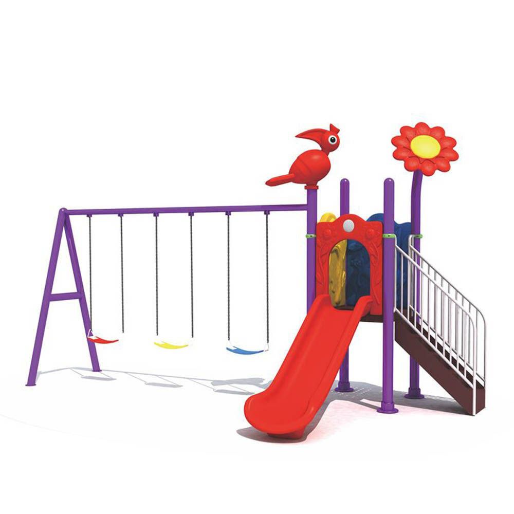 Megastar - Flower Nest Triple Swing And Cave Slide Metal Play Set