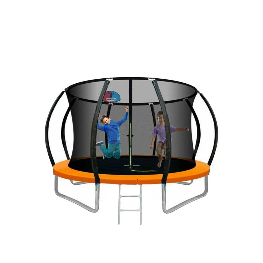 Megastar - Jump N Bounce 8 Ft Trampoline With Basketball Hoop -Orange