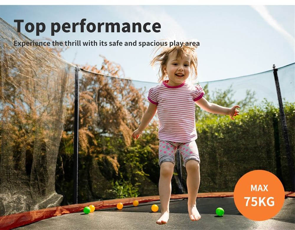 Megastar - Jump N Bounce 8 Ft Trampoline With Basketball Hoop -Orange
