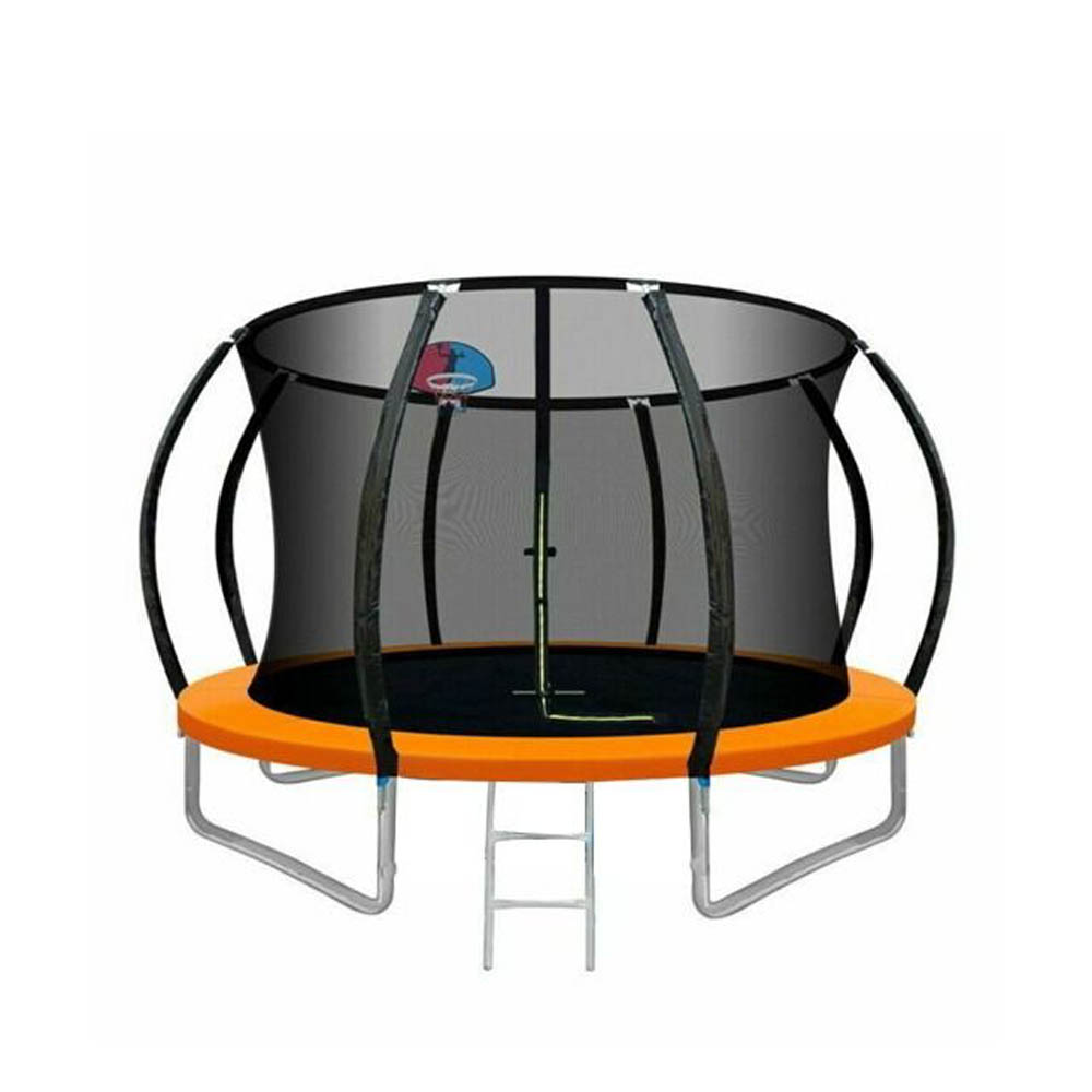 Megastar - Jump N Bounce 8 Ft Trampoline With Basketball Hoop -Orange