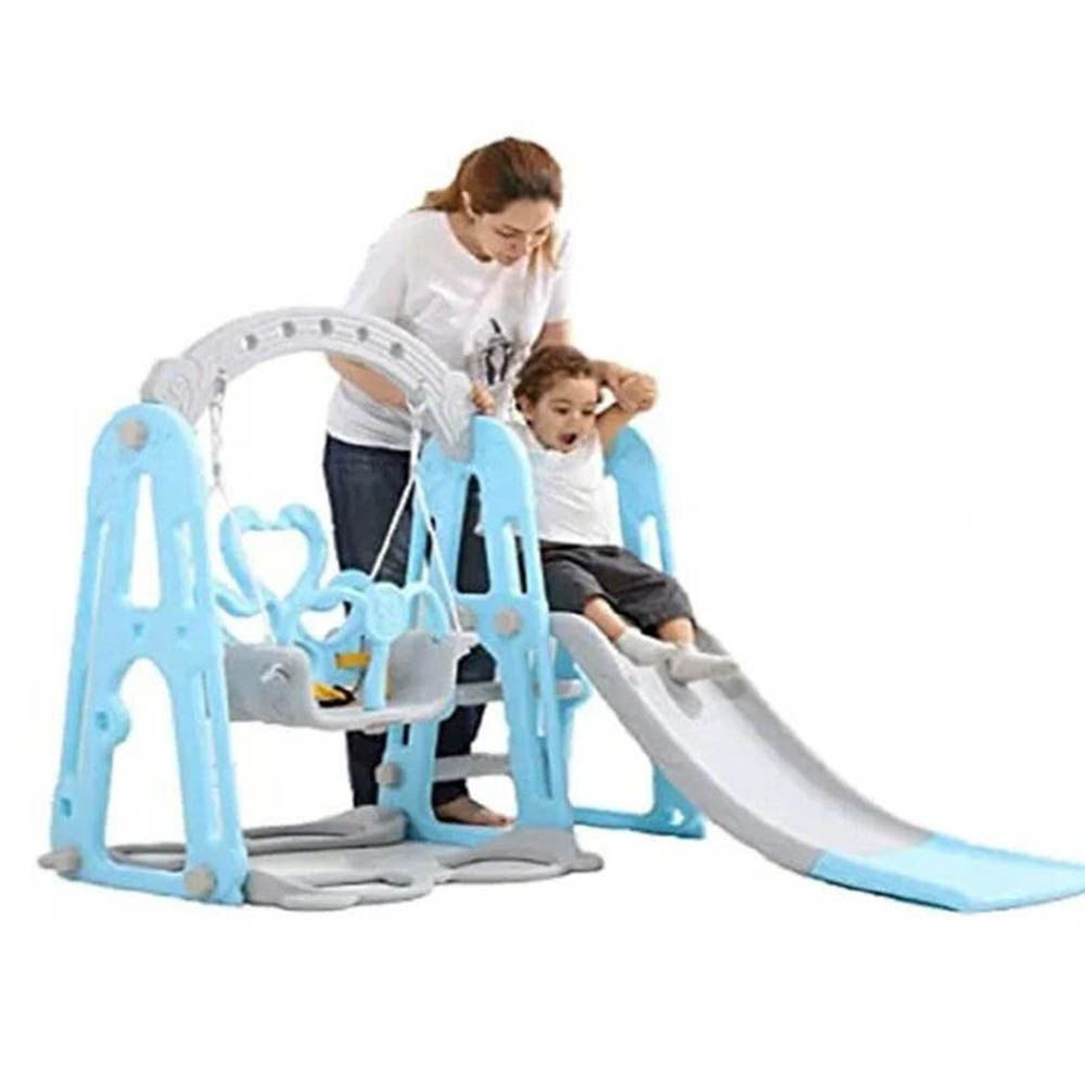 Megastar - Juniors Blue 3 In 1 Multi Play Set With Slide Swing And Basket Ball Activity