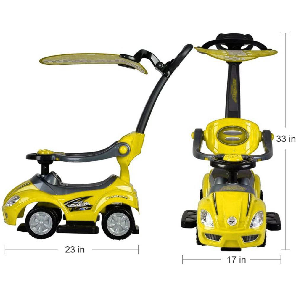 Megastar - My Little Sunshine Push Car With Canopy Shade 3 in 1 - Yellow
