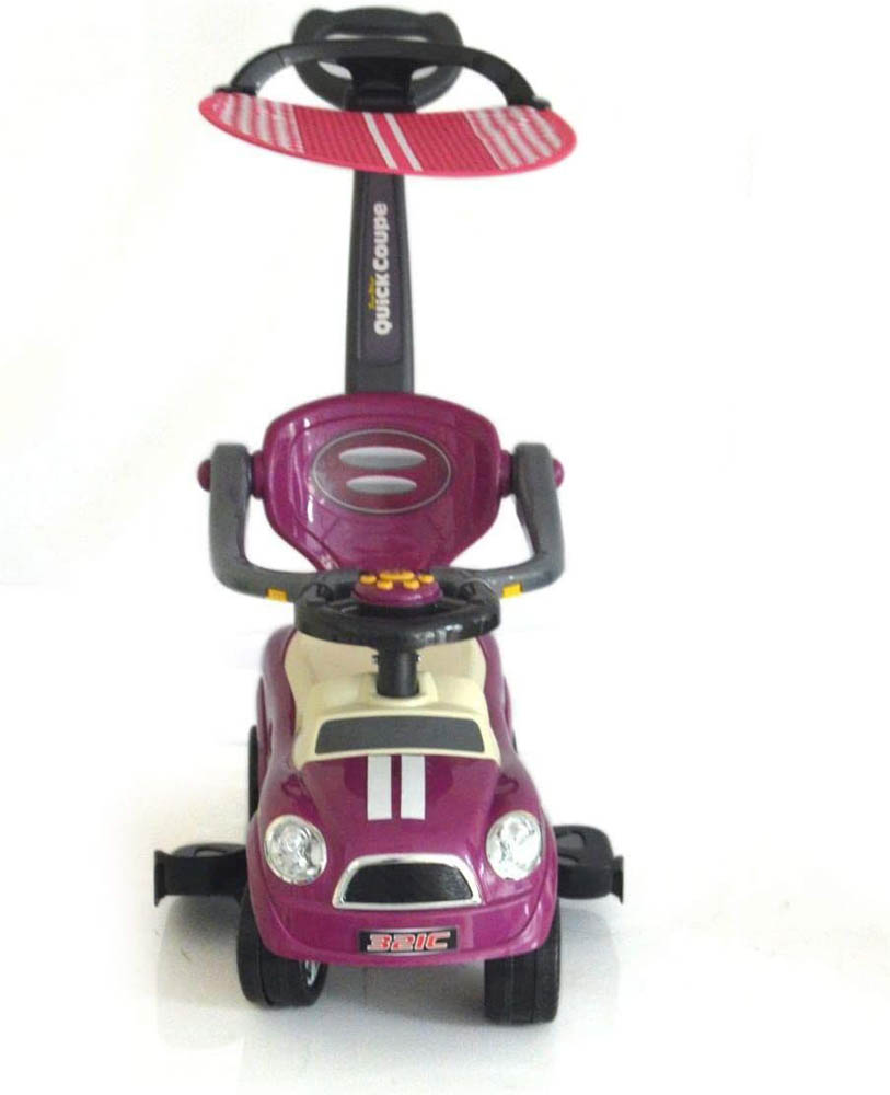 Megastar - Ride and Stroll Push Car With Canopy Shade & Parental Handle 3 in 1 - Purple