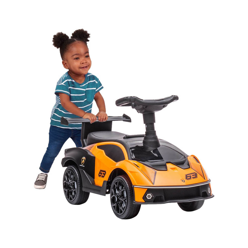 Megastar - Ride On Licensed Lamborghini Signature Push-Along Stroller With Horn Engine Sound And Steering Wheel - Orange